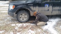 Practicing tire chains