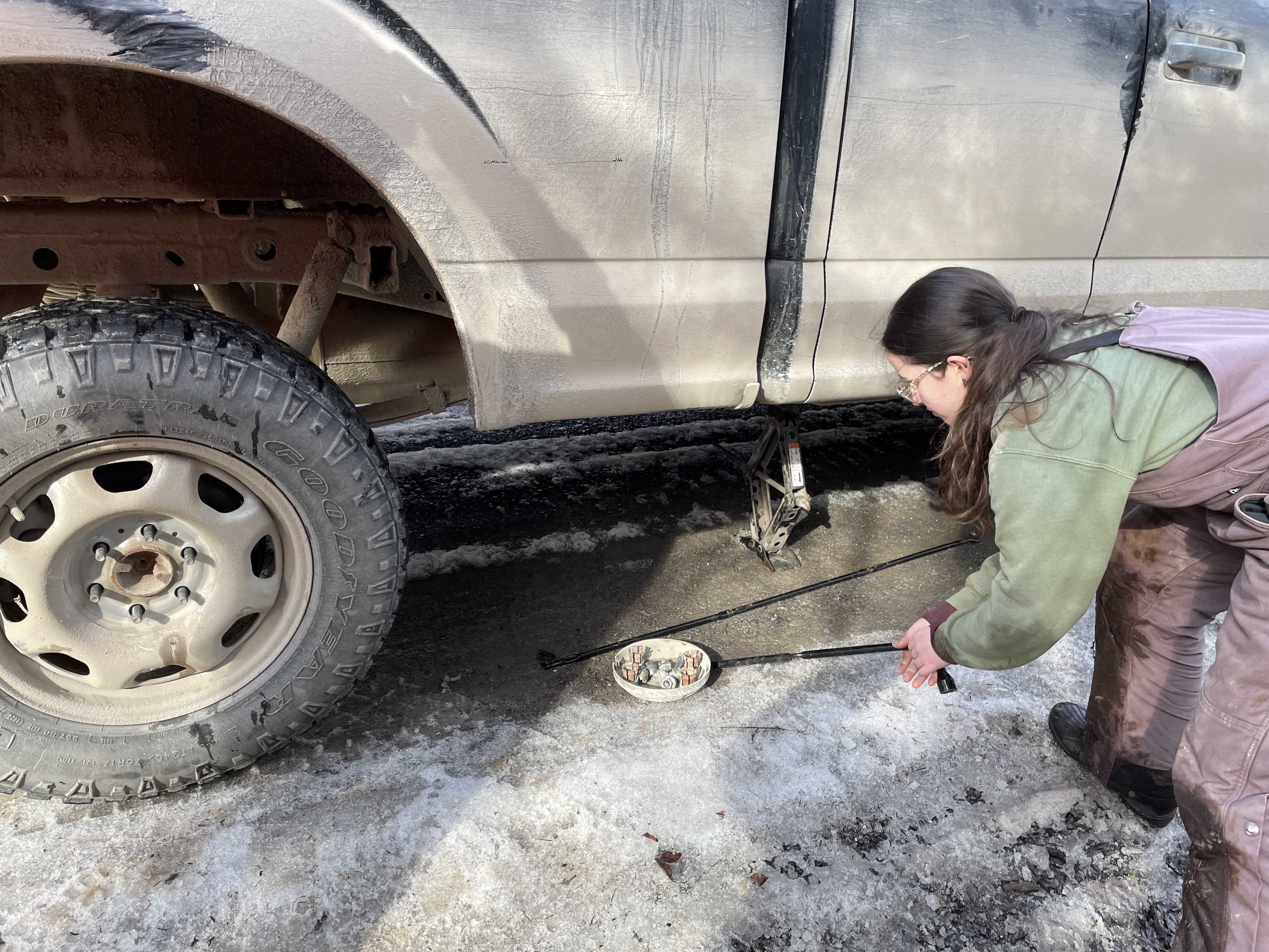 fixing a flat tire